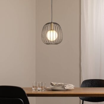 Závesné svietidlo Bell S, Ø 24 cm, 1-pl., čierna/zlatá/biela