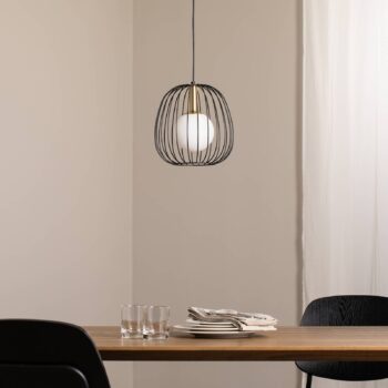 Závesné svietidlo Bell S, Ø 24 cm, 1-pl., čierna/zlatá/biela