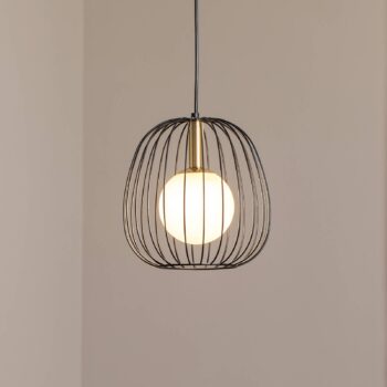Závesné svietidlo Bell S, Ø 24 cm, 1-pl., čierna/zlatá/biela