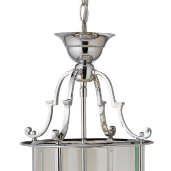 Závesné svietidlo Bevelled Lantern, sklo, chróm