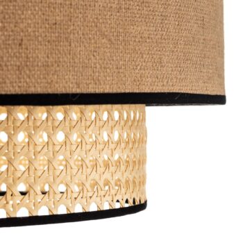 Závesné svietidlo Boho, ratan textil béžová/čierna