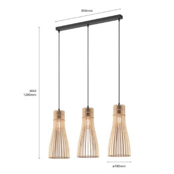 Závesné svietidlo Bottle, 3-plameňové
