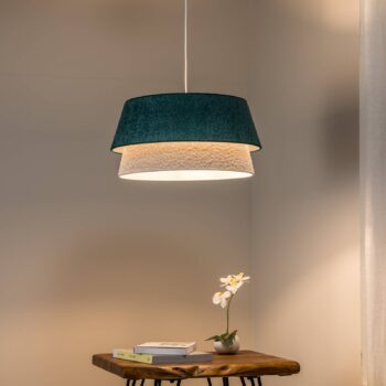 Závesné svietidlo Boucle, Ø 50 cm, zelená/ecru