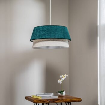 Závesné svietidlo Boucle, Ø 50 cm, zelená/ecru