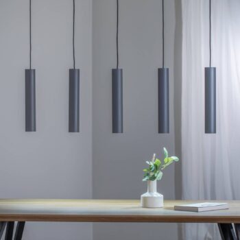 Závesné svietidlo Brenta, sivá, oceľ, dĺžka 110 cm, 5-pl