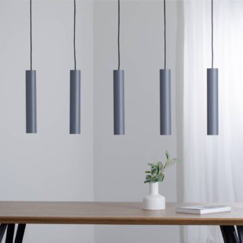Závesné svietidlo Brenta, sivá, oceľ, dĺžka 110 cm, 5-pl