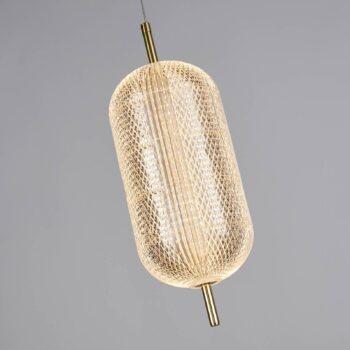Závesné svietidlo Capsule LED, mosadzná farba, železo, akryl