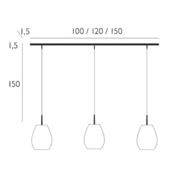 Závesné svietidlo Casablanca Bagan, trojsvetelné, Ø 13 cm