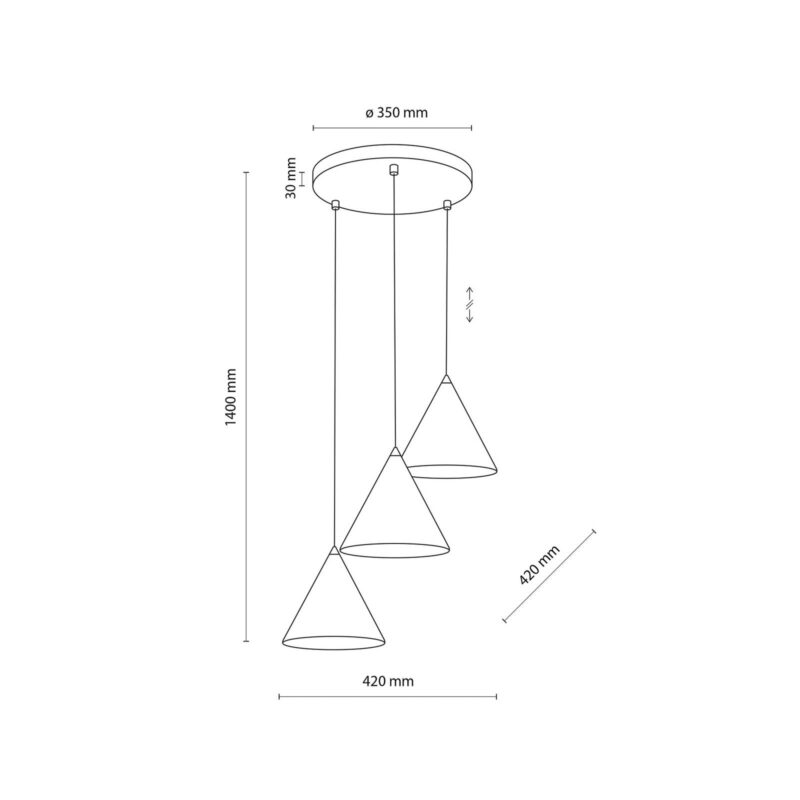 Závesné svietidlo Cono, trojsvetlo, kruhové, Ø 42 cm, biele Závesné svietidlo Cono, trojsvetlo, kruhové, Ø 42 cm, biele