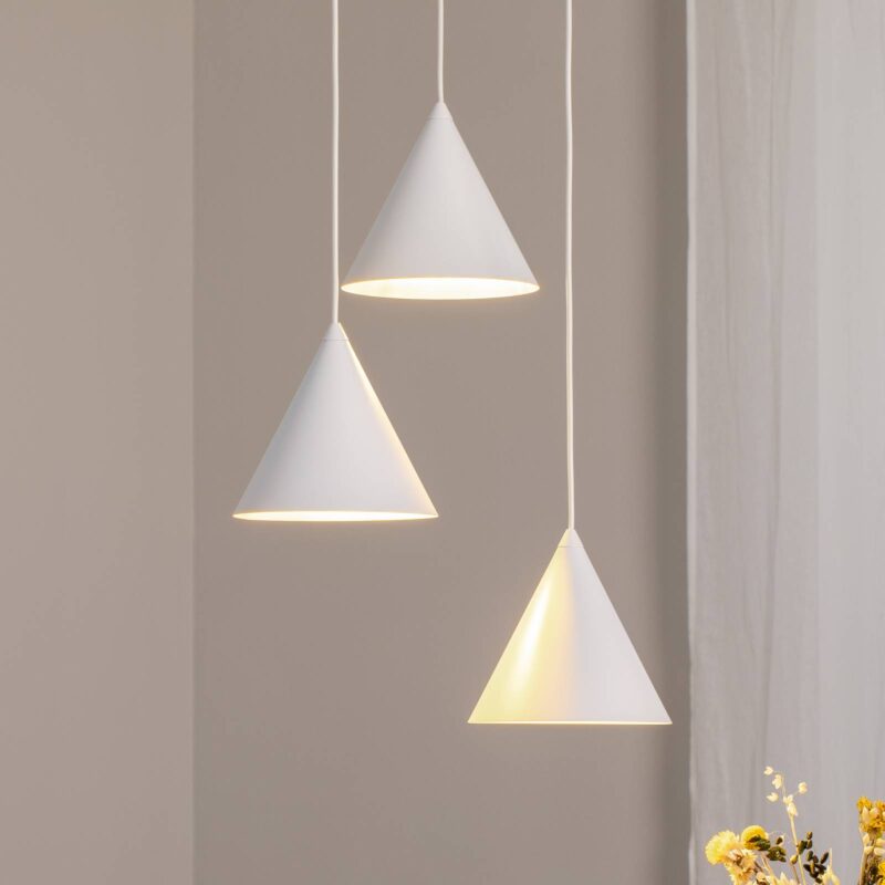 Závesné svietidlo Cono, trojsvetlo, kruhové, Ø 42 cm, biele Závesné svietidlo Cono, trojsvetlo, kruhové, Ø 42 cm, biele