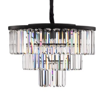 Závesné svietidlo Cristal, transparentné/čierne, Ø 56 cm