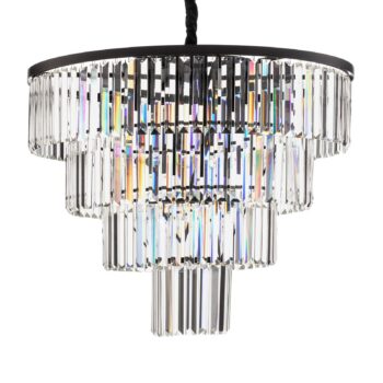 Závesné svietidlo Cristal, transparentné/čierne, Ø 71 cm