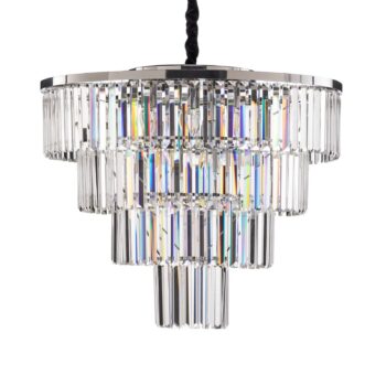 Závesné svietidlo Cristal, transparentné/strieborné, Ø 71 cm