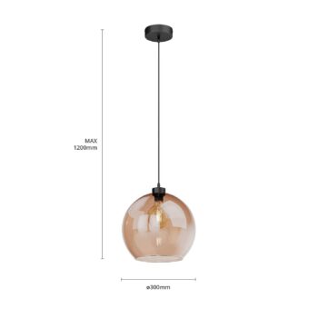 Závesné svietidlo Cubus, jantárové, sklo, Ø 30 cm, E27