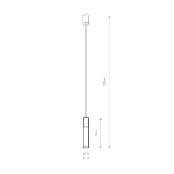 Závesné svietidlo Cylinder, číre/mosadz, výška 35 cm