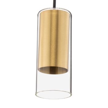 Závesné svietidlo Cylinder, číre/mosadzné, výška 15 cm