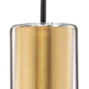 Závesné svietidlo Cylinder, číre/mosadzné, výška 15 cm