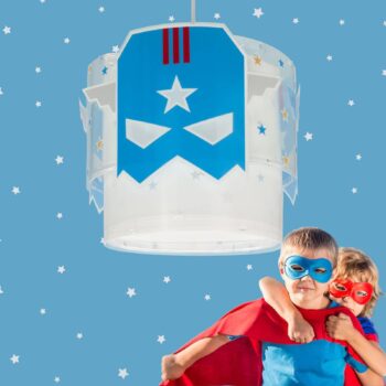 Závesné svietidlo Dalber Blue Hero, biela/modrá, Ø 26 cm