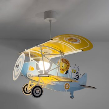 Závesné svietidlo Dalber Lion Plane, farebné, drevo/plast