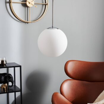 Závesné svietidlo Dione, 1-plameňové, biele/chróm 30cm
