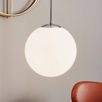 Závesné svietidlo Dione, 1-plameňové, biele/chróm 30cm