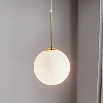 Závesné svietidlo Dione, 1-plameňové, biele/zlaté 30cm