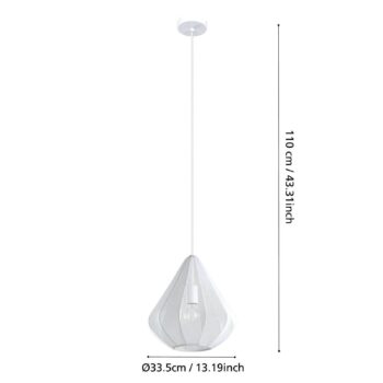 Závesné svietidlo Dolwen, biele, Ø 33,5 cm