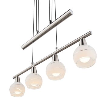 Závesné svietidlo Elliott, dĺžka 60 cm, matný nikel, kov/sklo