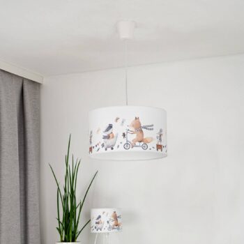 Závesné svietidlo Ferdi Kids, textil, biele, farebné
