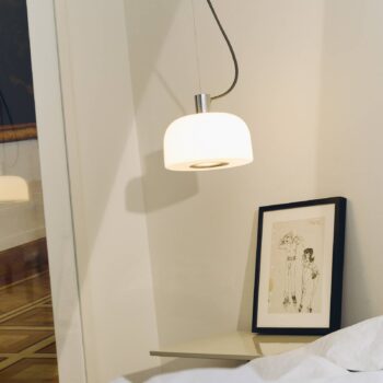 Závesné svietidlo Flos Bellhop Glass S1, farba hliníka, sklo, Ø 33 cm