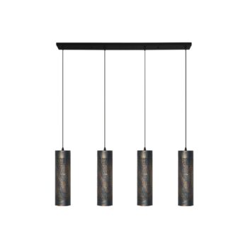 Závesné svietidlo Forato, dĺžka 120 cm, hnedá farba, 4 svetlá, kov