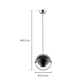 Závesné svietidlo GUBI Multi-Lite, Ø 27 cm, chróm/čierna