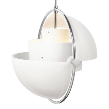 Závesné svietidlo GUBI Multi-Lite, Ø 36 cm, chróm/biela
