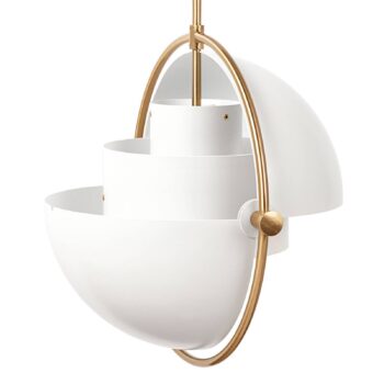 Závesné svietidlo GUBI Multi-Lite, Ø 36 cm, mosadz/biela