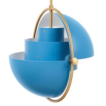 Závesné svietidlo GUBI Multi-Lite, Ø 36 cm, mosadz/modrá
