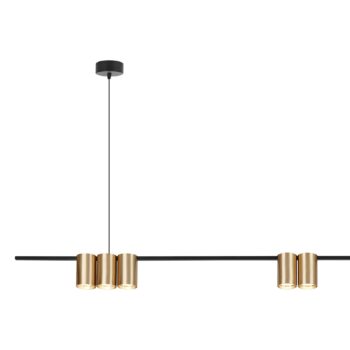Závesné svietidlo Genesis, hliník čierny/zlatý, 7 x GU10, dĺžka 150 cm