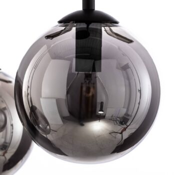 Závesné svietidlo Glassy, 3-pl., okrúhle, čierne, grafitové, sklo