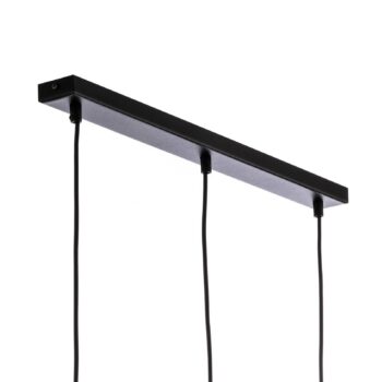 Závesné svietidlo Glassy, 3-pl., rovné, čierne, jantárové, sklo