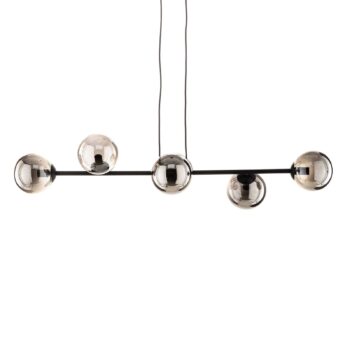 Závesné svietidlo Glassy, 6-pl., čierne, grafitové, sklo, 110 cm