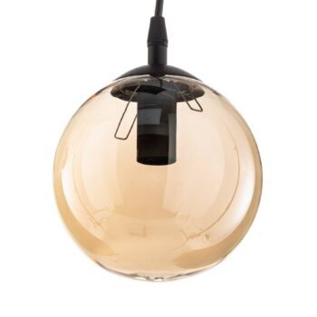 Závesné svietidlo Glassy, 6-pl., grafit/jantar/číre, sklo, 75 cm