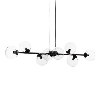 Závesné svietidlo Glassy, 8-pl., čierne, číre, sklo, E14