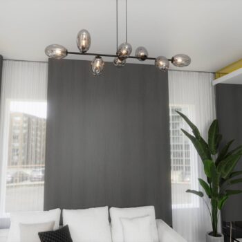 Závesné svietidlo Glassy, 8-pl., sklenené oválne, grafit
