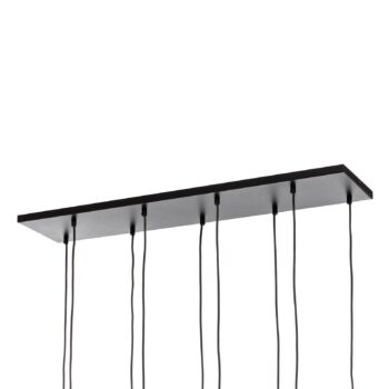 Závesné svietidlo Glassy, 9-pl., čierne, grafit/jantar/čiré, E14