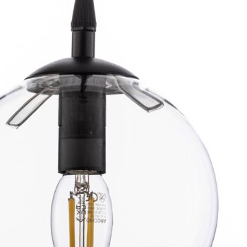Závesné svietidlo Glassy, čierne, číre, sklo, Ø 14 cm, E14