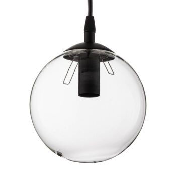 Závesné svietidlo Glassy, decentralizované, čierne, číre, sklo, Ø 14 cm