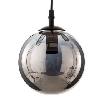 Závesné svietidlo Glassy, decentralizované, čierne, grafitové, sklo, 14 cm