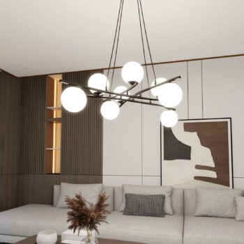 Závesné svietidlo Glassy, krížové, 8-pl., sklo opálové