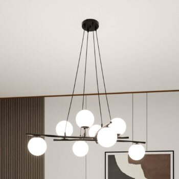 Závesné svietidlo Glassy, krížové, 8-pl., sklo opálové