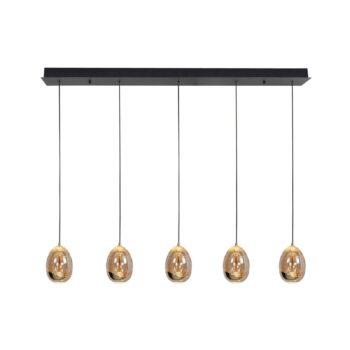 Závesné svietidlo Golden Egg, jantárovo-zlatá farba, dĺžka 107 cm, 5-svetelné
