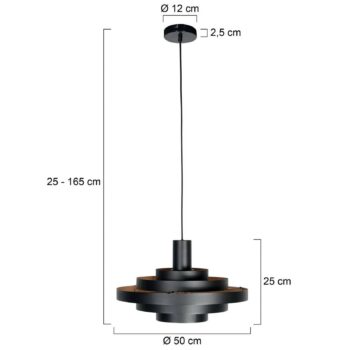 Závesné svietidlo Halo Cirque, čierne, kov, Ø 50 cm, E27